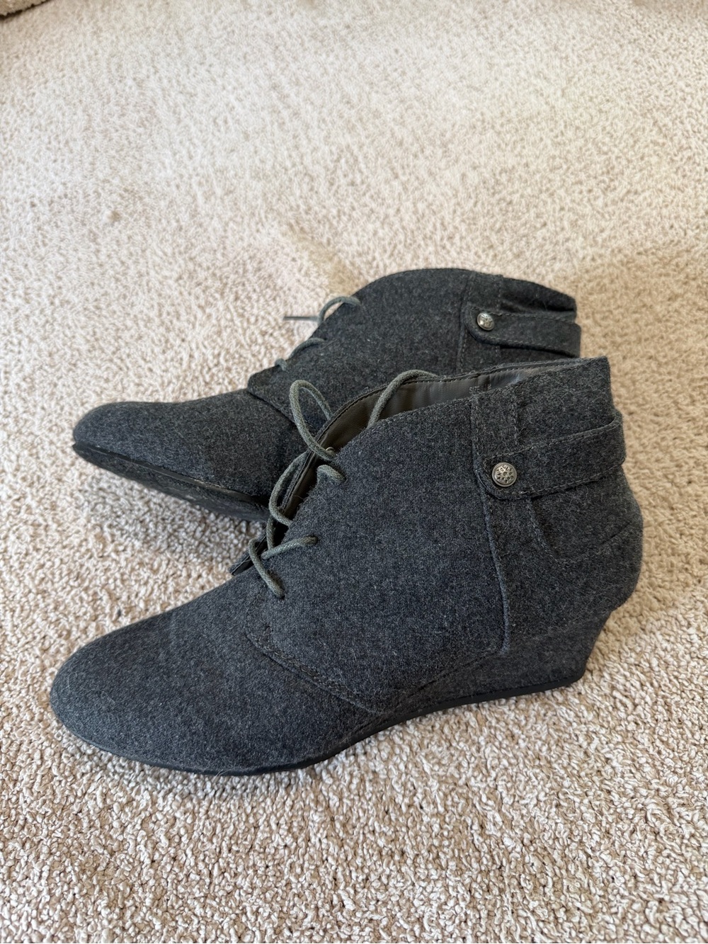 MARELLA Dark Gray Lace-Up Wedge Ankle Booties
